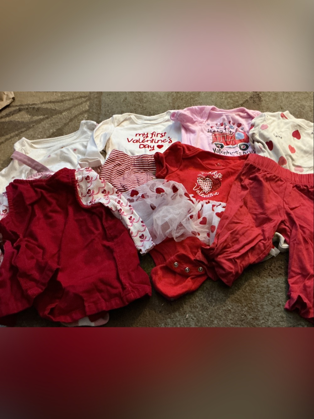 Valentine’s Baby Clothing Lot in Red, Pink & White
